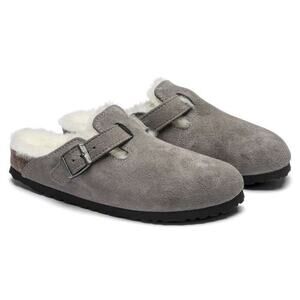 Birkenstock Boston Shearling Clogs Shoes Stone Coin Suede Lined Size 8